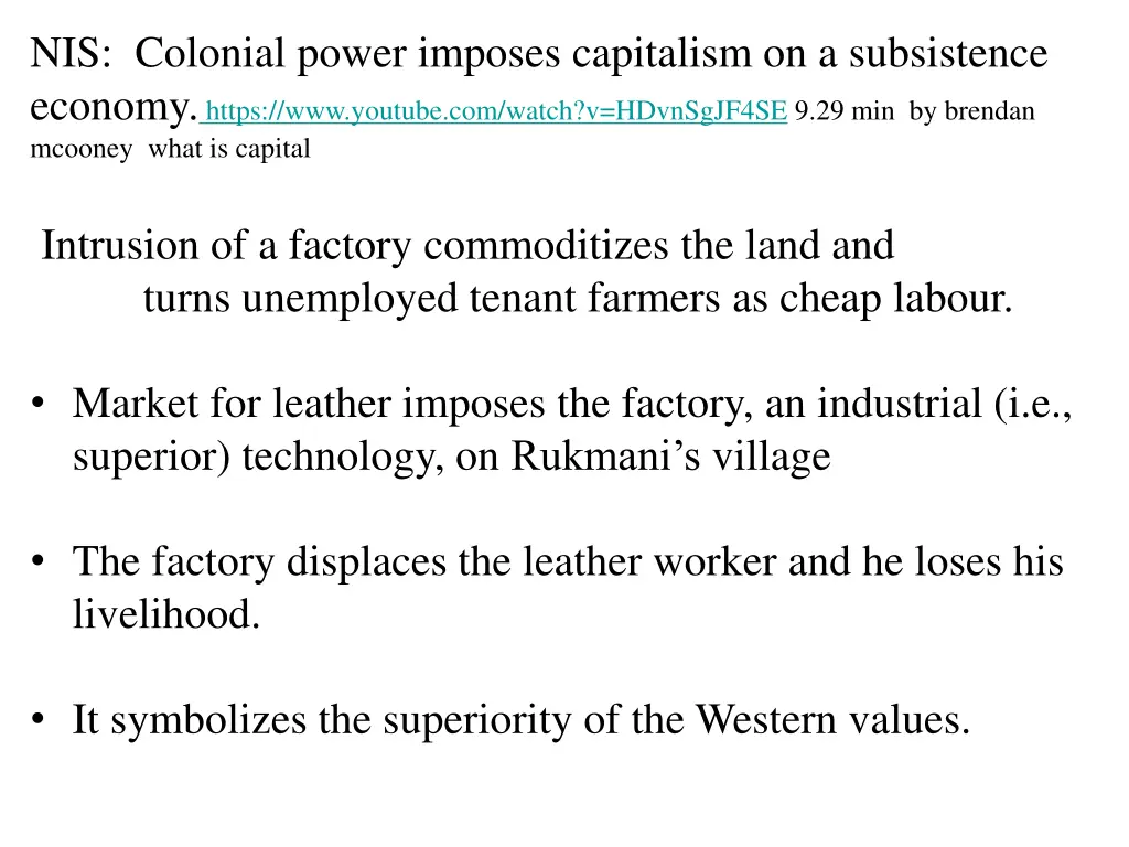 nis colonial power imposes capitalism