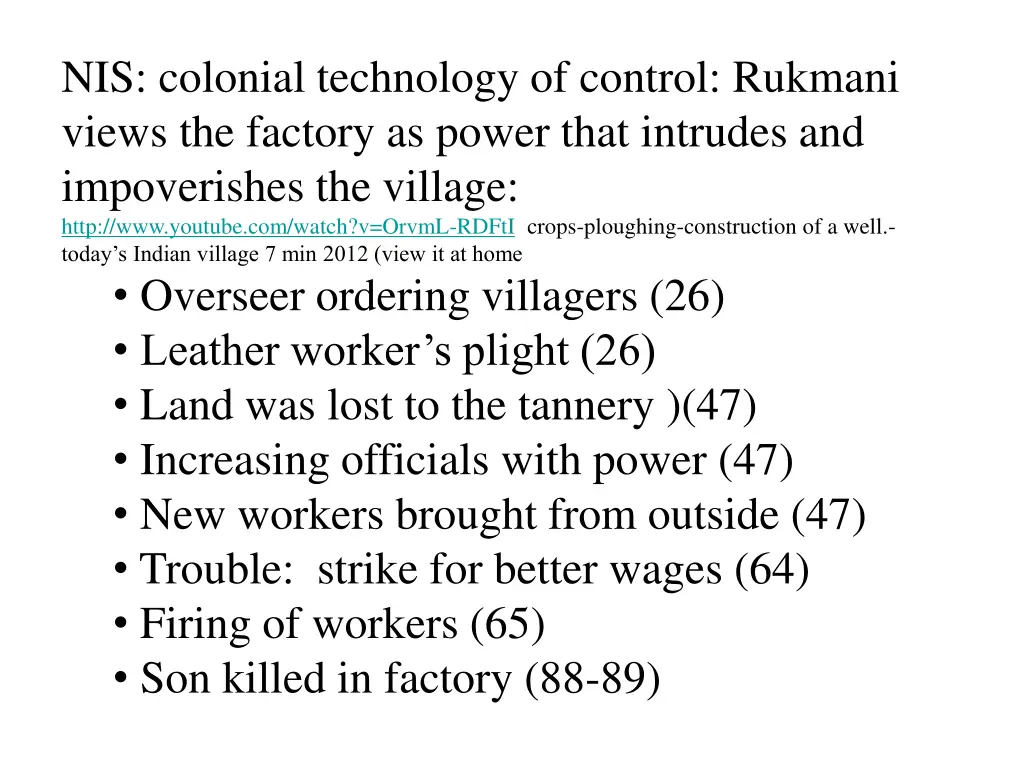 nis colonial technology of control rukmani views