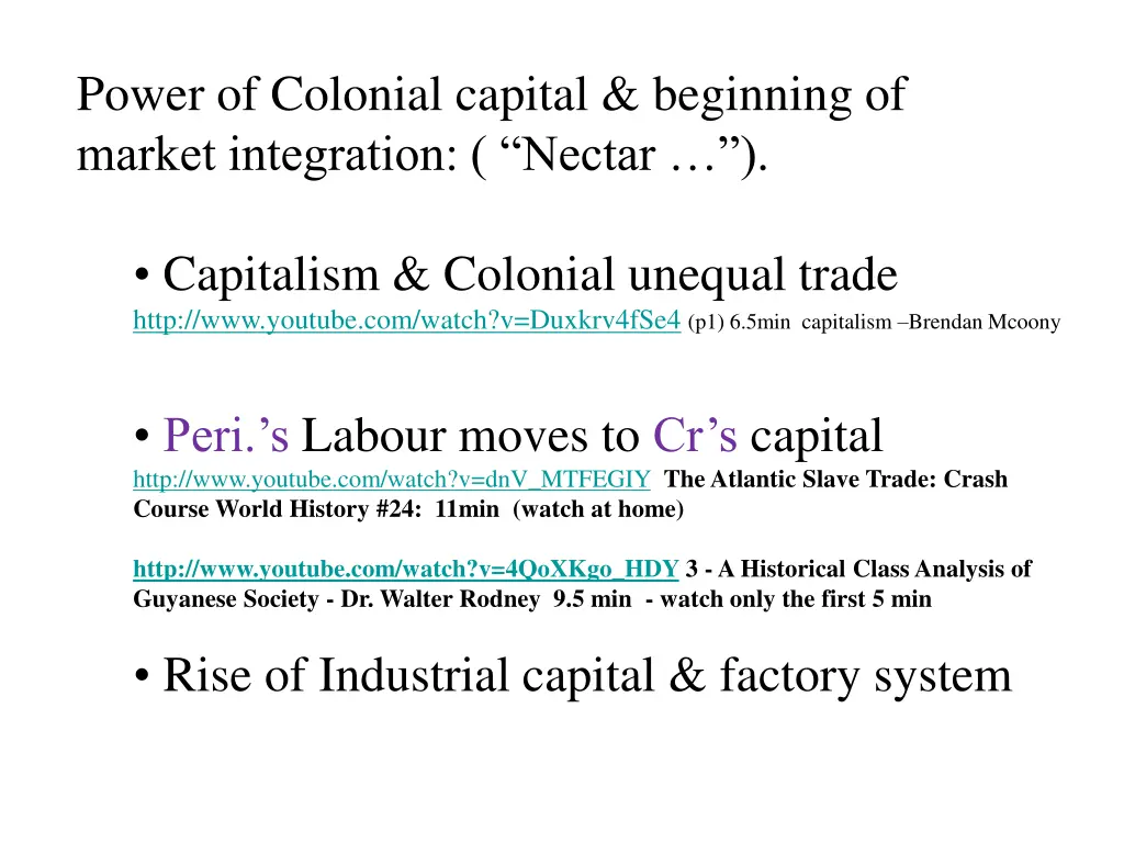 power of colonial capital beginning of market