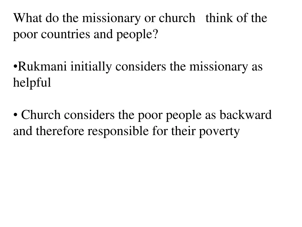 what do the missionary or church think