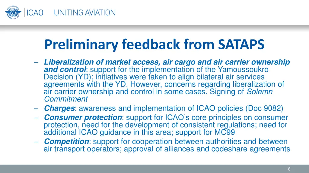 preliminary feedback from sataps