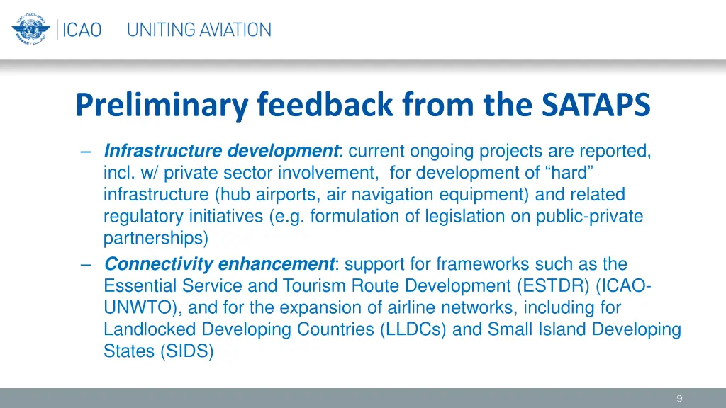 preliminary feedback from the sataps