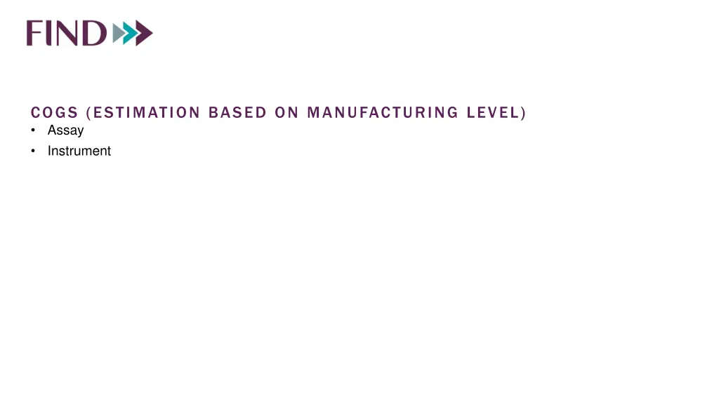 cogs estimation based on manufacturing level