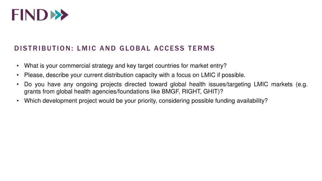 distribution lmic and global access terms