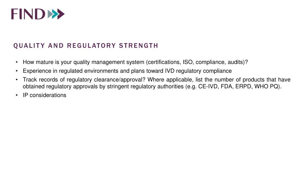 quality and regulatory strength