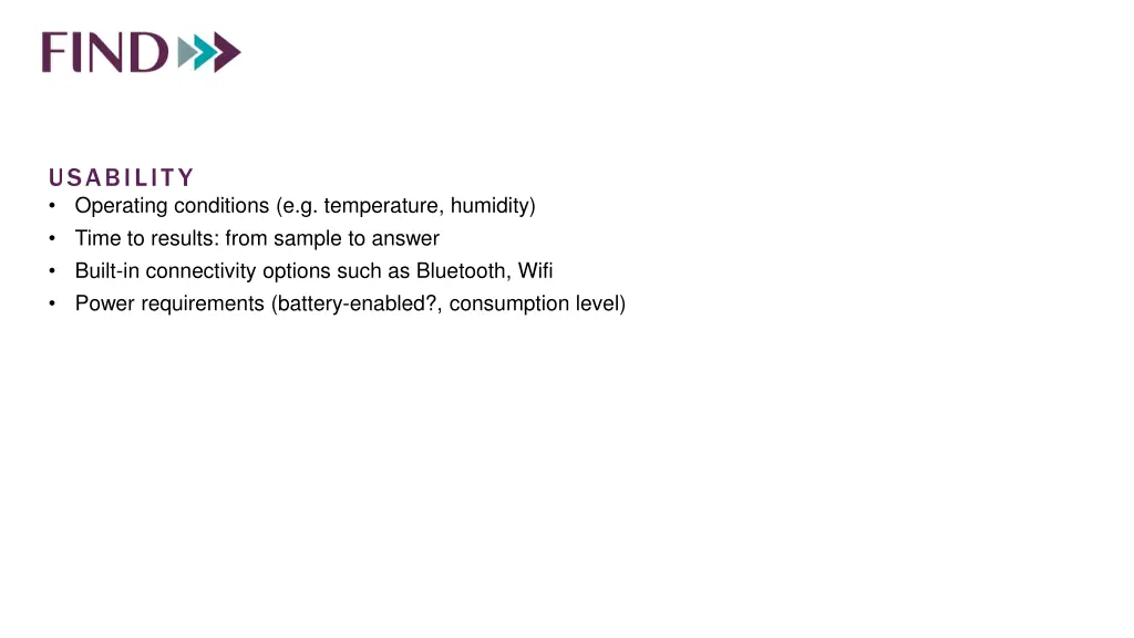 usability operating conditions e g temperature
