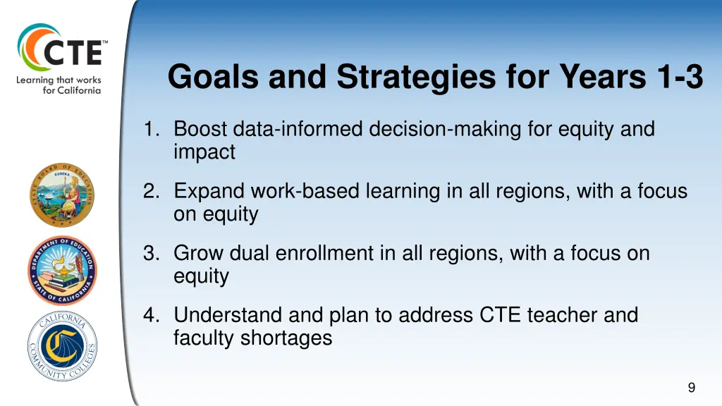 goals and strategies for years 1 3