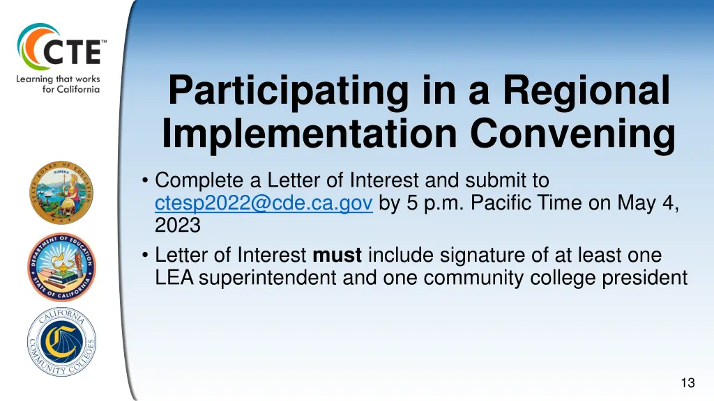 participating in a regional implementation