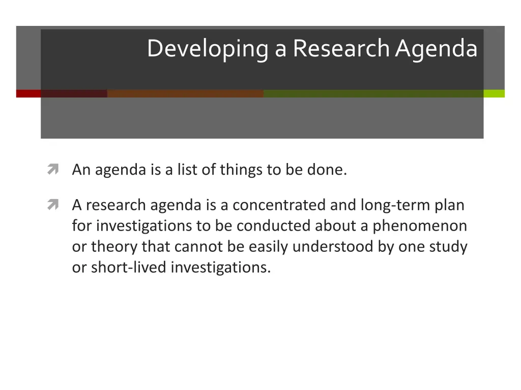 developing a research agenda