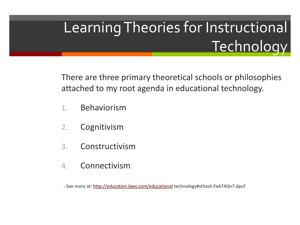 learning theories for instructional