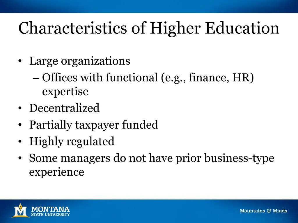 characteristics of higher education