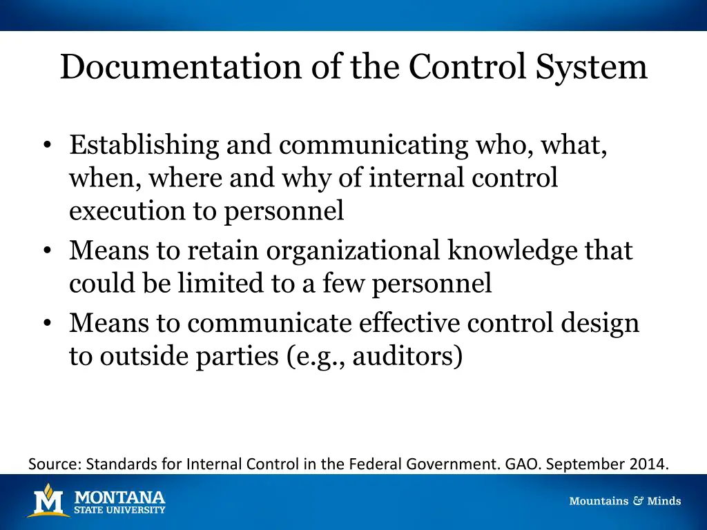 documentation of the control system