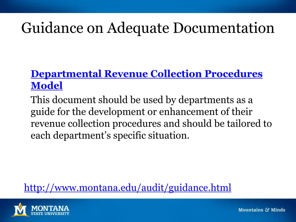 guidance on adequate documentation