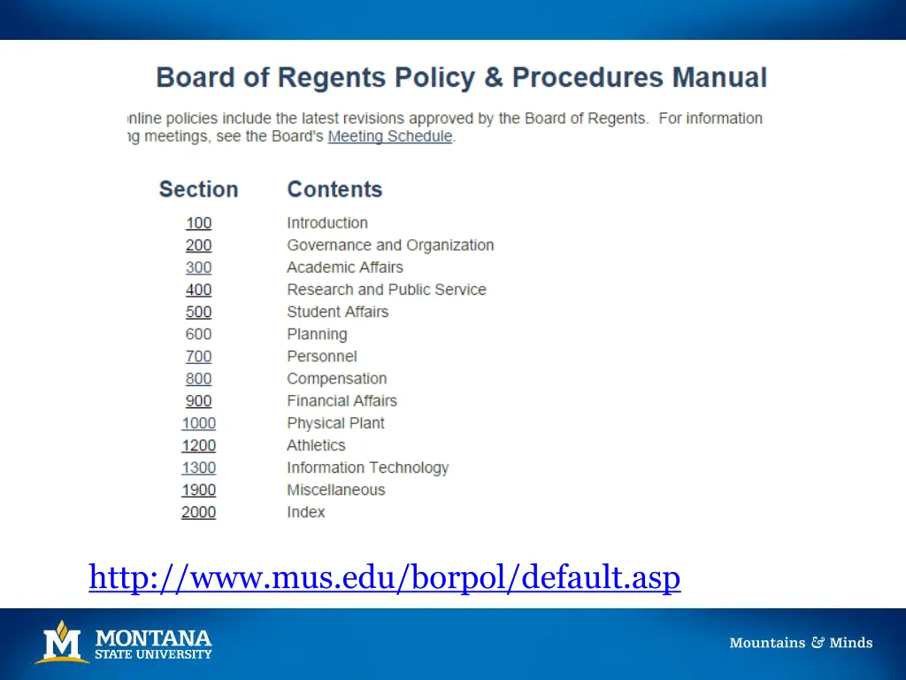 http www mus edu borpol default asp