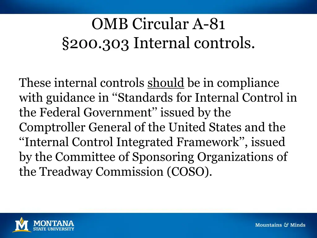 omb circular a 81 200 303 internal controls