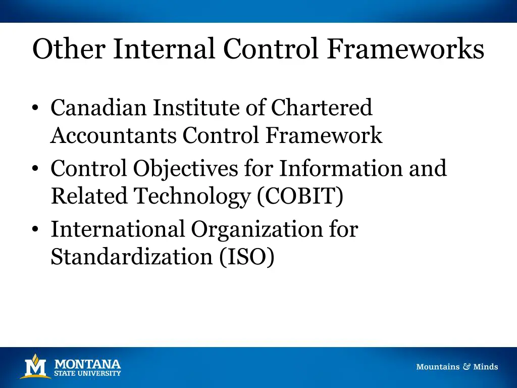 other internal control frameworks