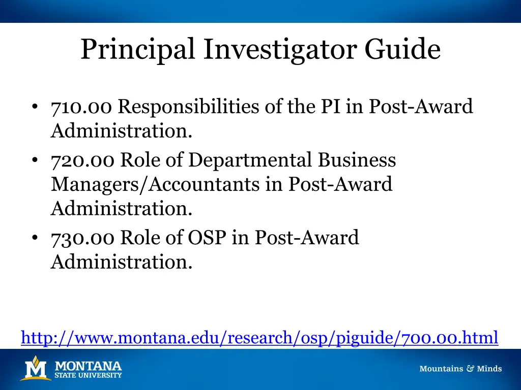 principal investigator guide