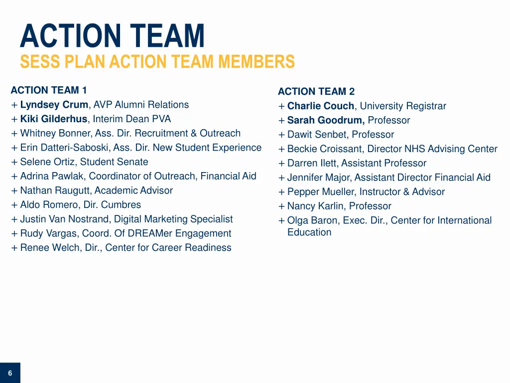 action team sess plan action team members
