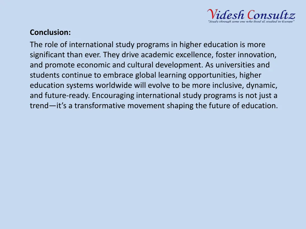 conclusion the role of international study