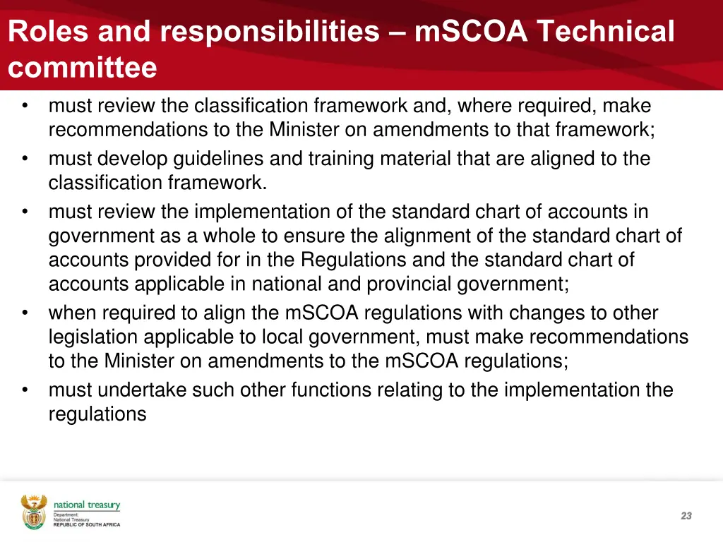 roles and responsibilities mscoa technical
