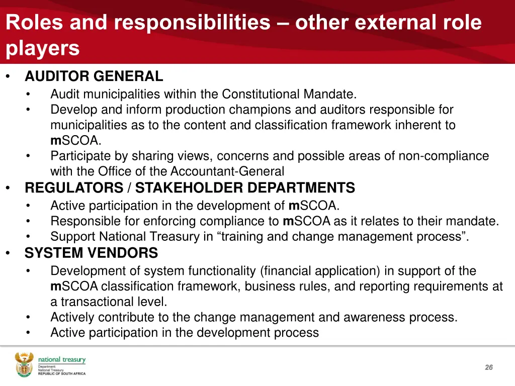 roles and responsibilities other external role