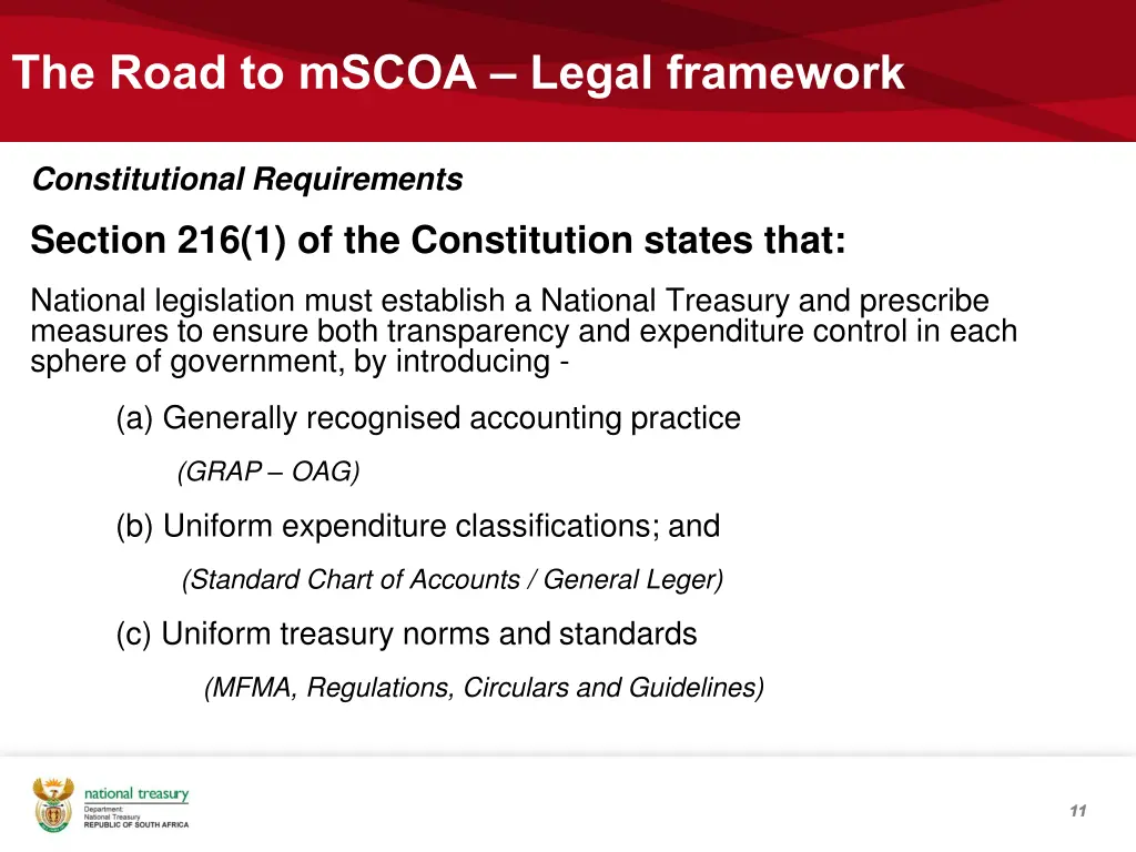 the road to mscoa legal framework