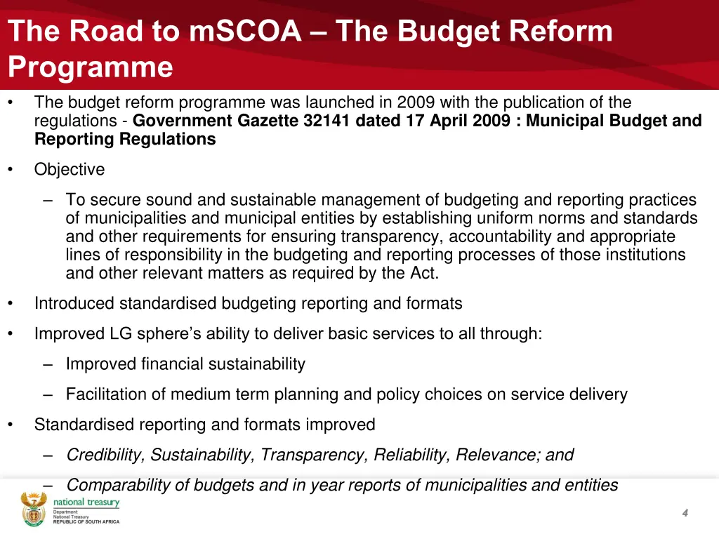 the road to mscoa the budget reform programme 1