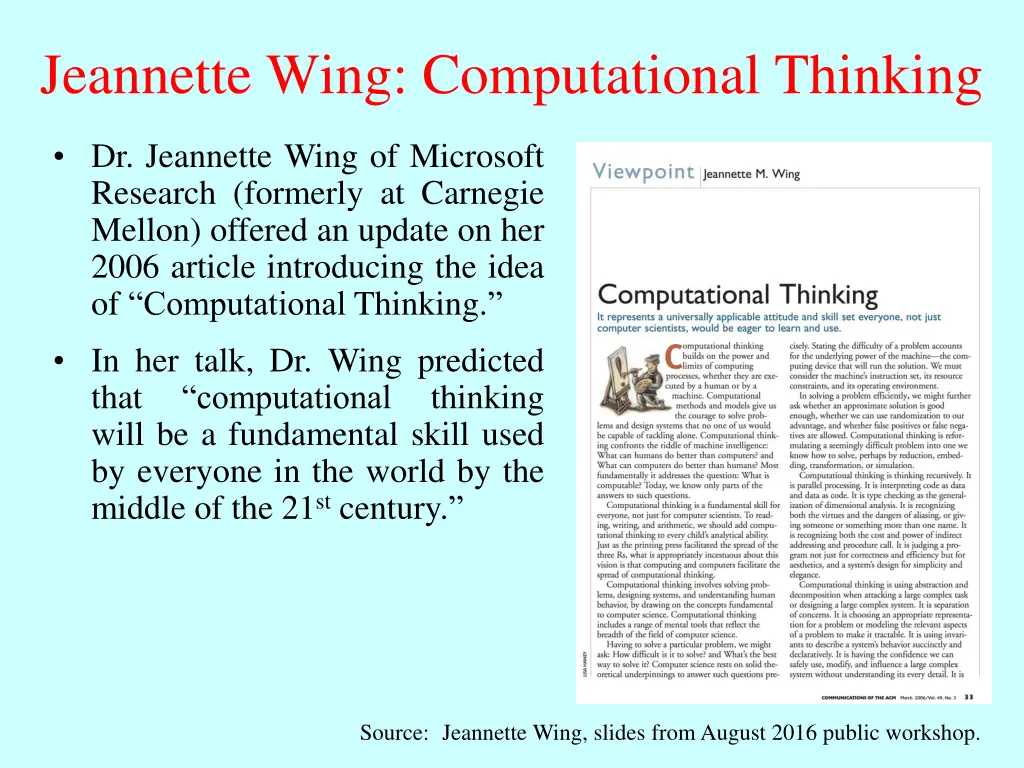 jeannette wing computational thinking