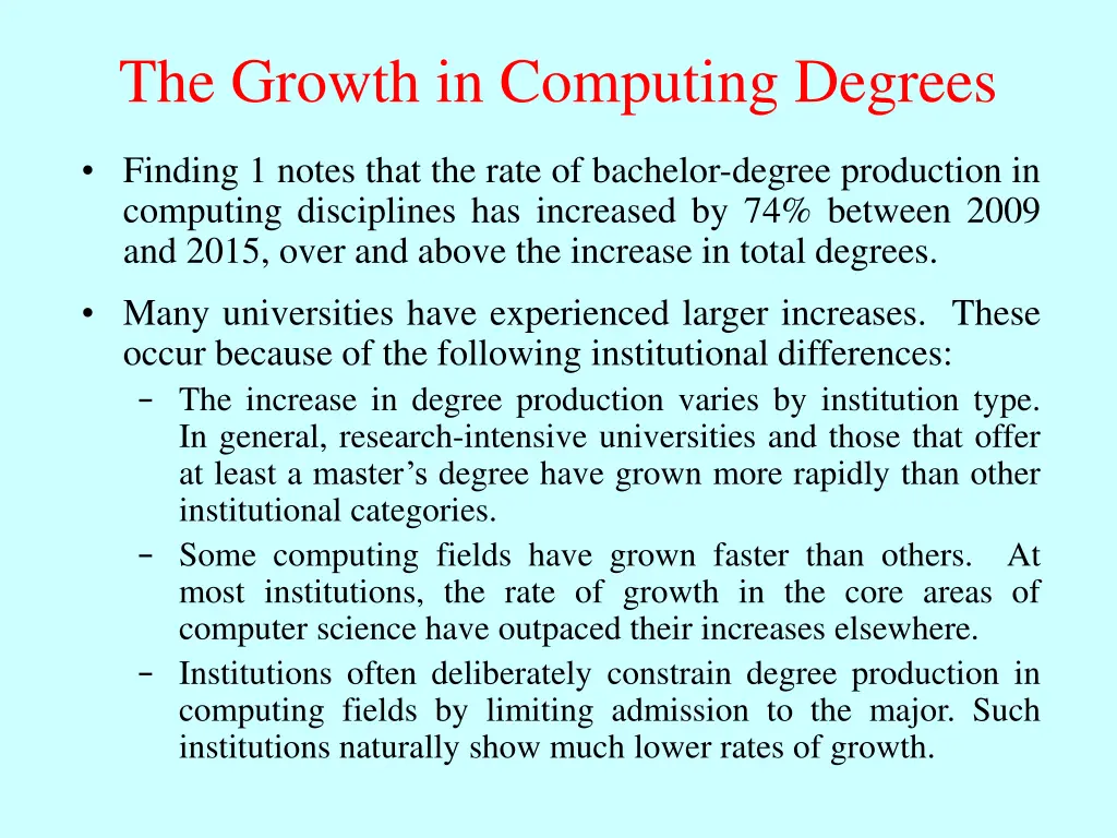 the growth in computing degrees