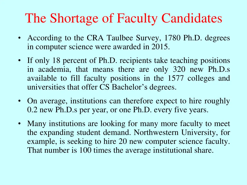 the shortage of faculty candidates