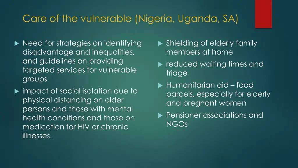 care of the vulnerable nigeria uganda sa