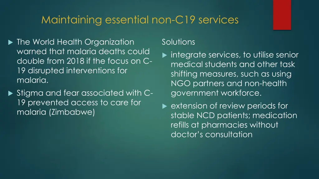 maintaining essential non c19 services