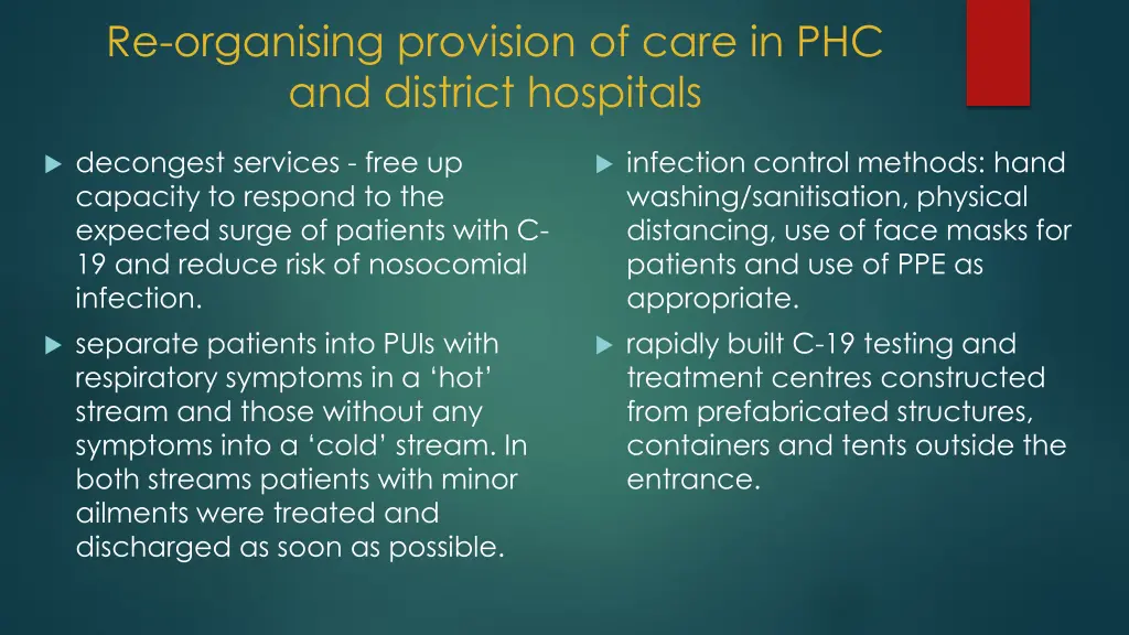 re organising provision of care