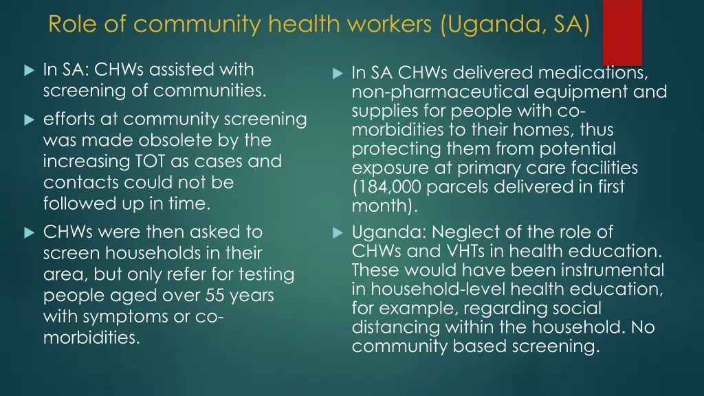 role of community health workers uganda sa
