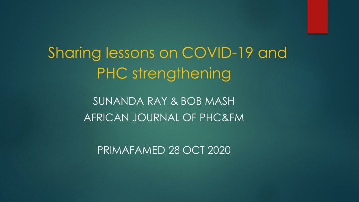 sharing lessons on covid 19 and phc strengthening