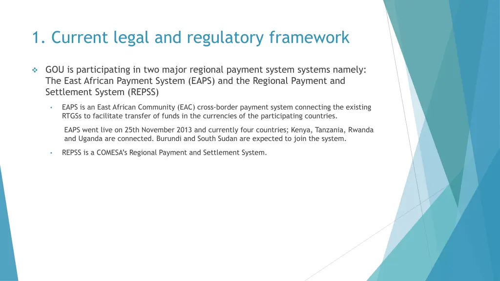 1 current legal and regulatory framework