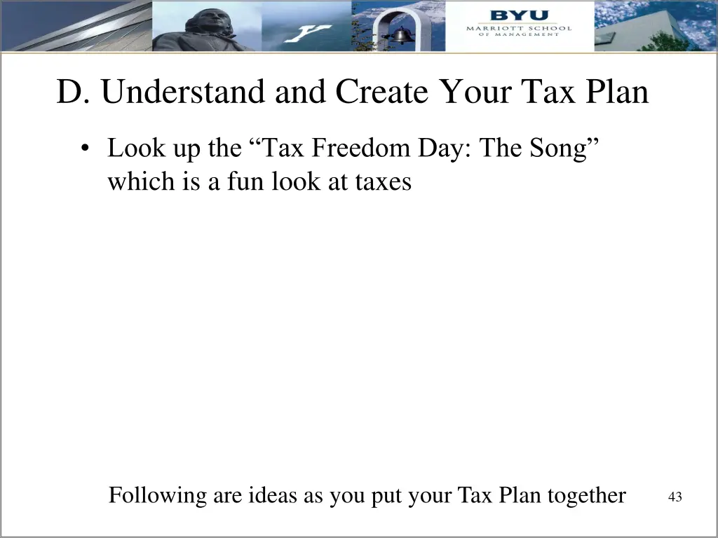 d understand and create your tax plan