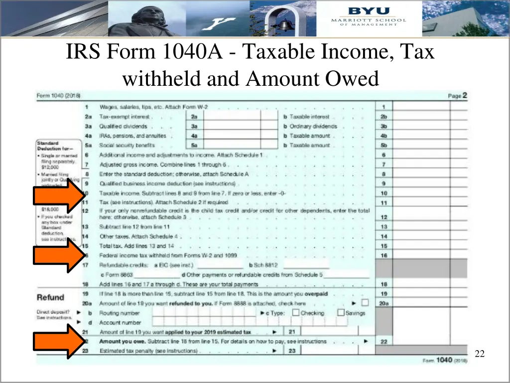 irs form 1040a taxable income tax withheld
