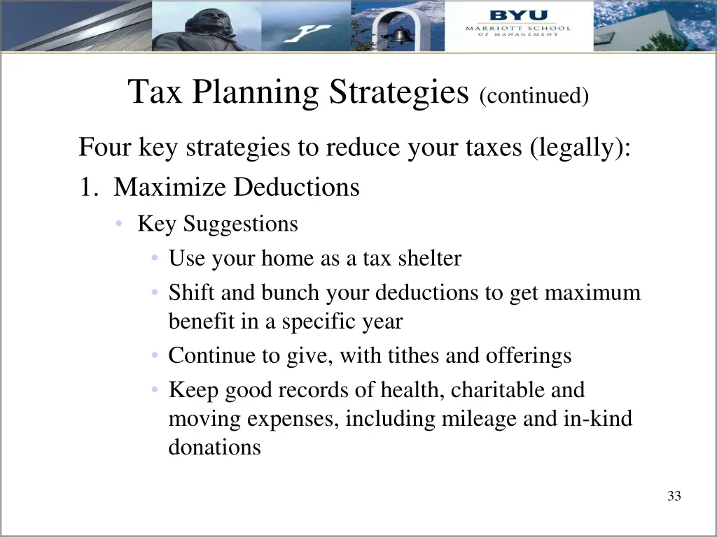tax planning strategies continued