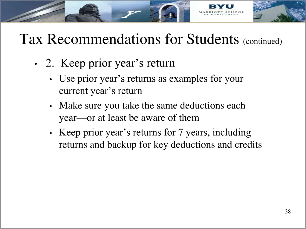 tax recommendations for students continued
