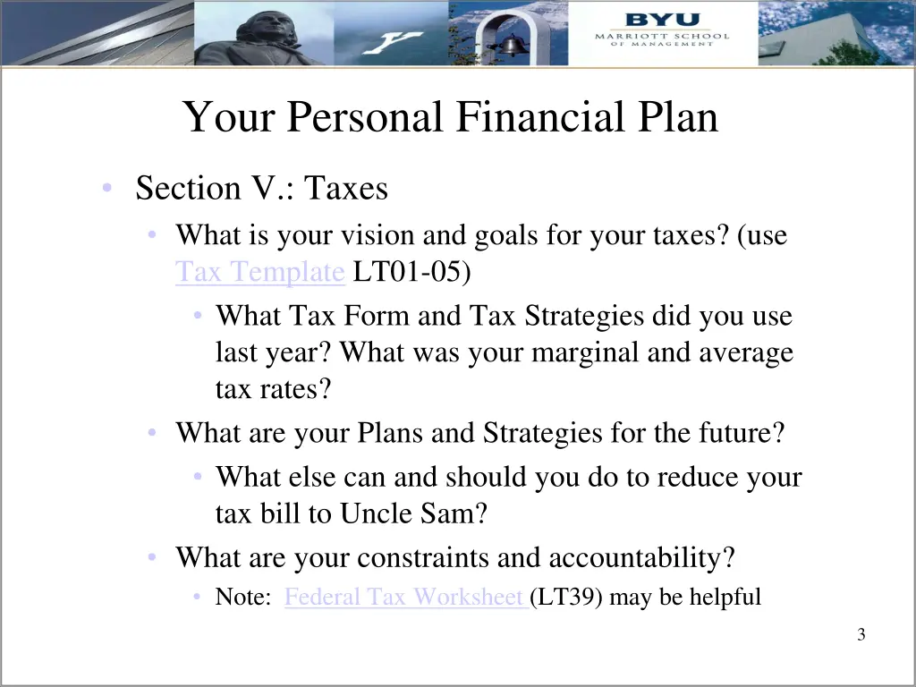 your personal financial plan