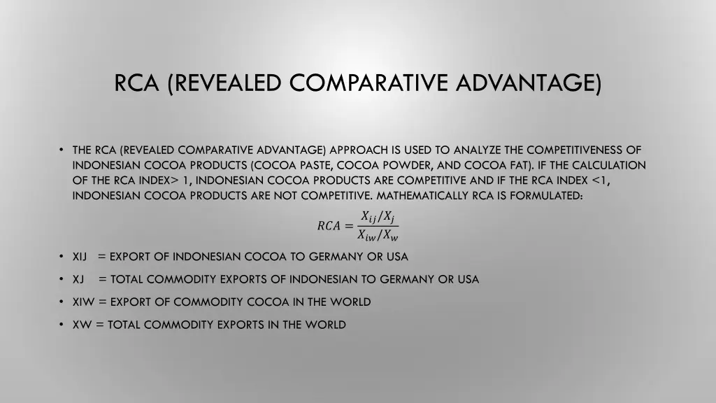 rca revealed comparative advantage