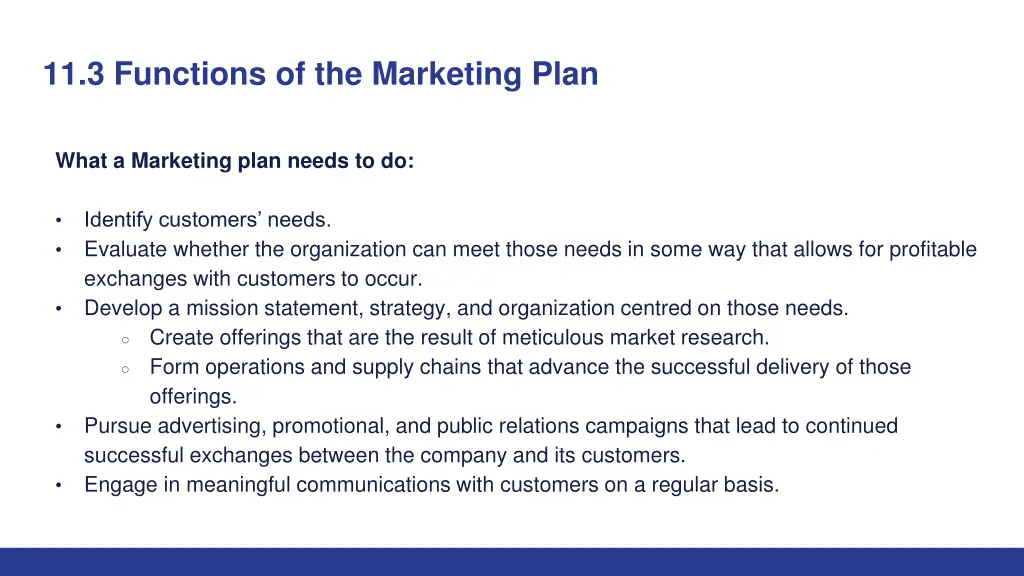 11 3 functions of the marketing plan