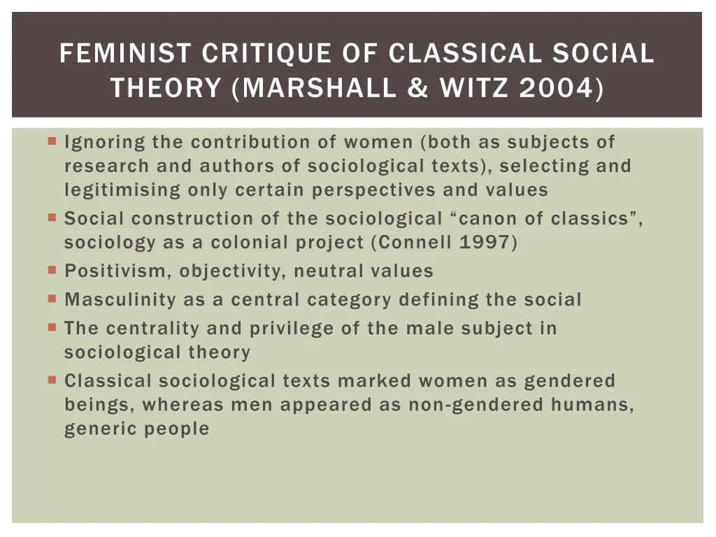 feminist critique of classical social theory
