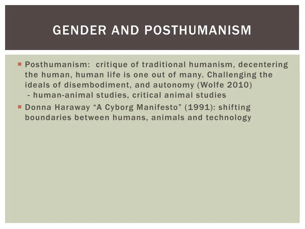 gender and posthumanism