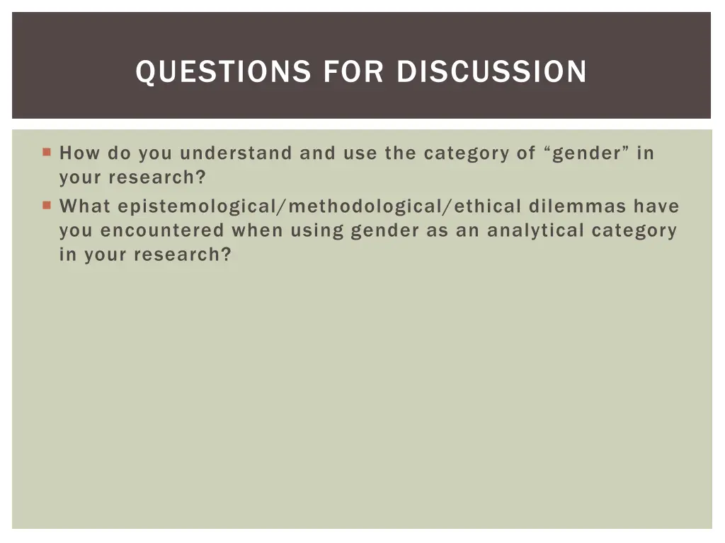questions for discussion