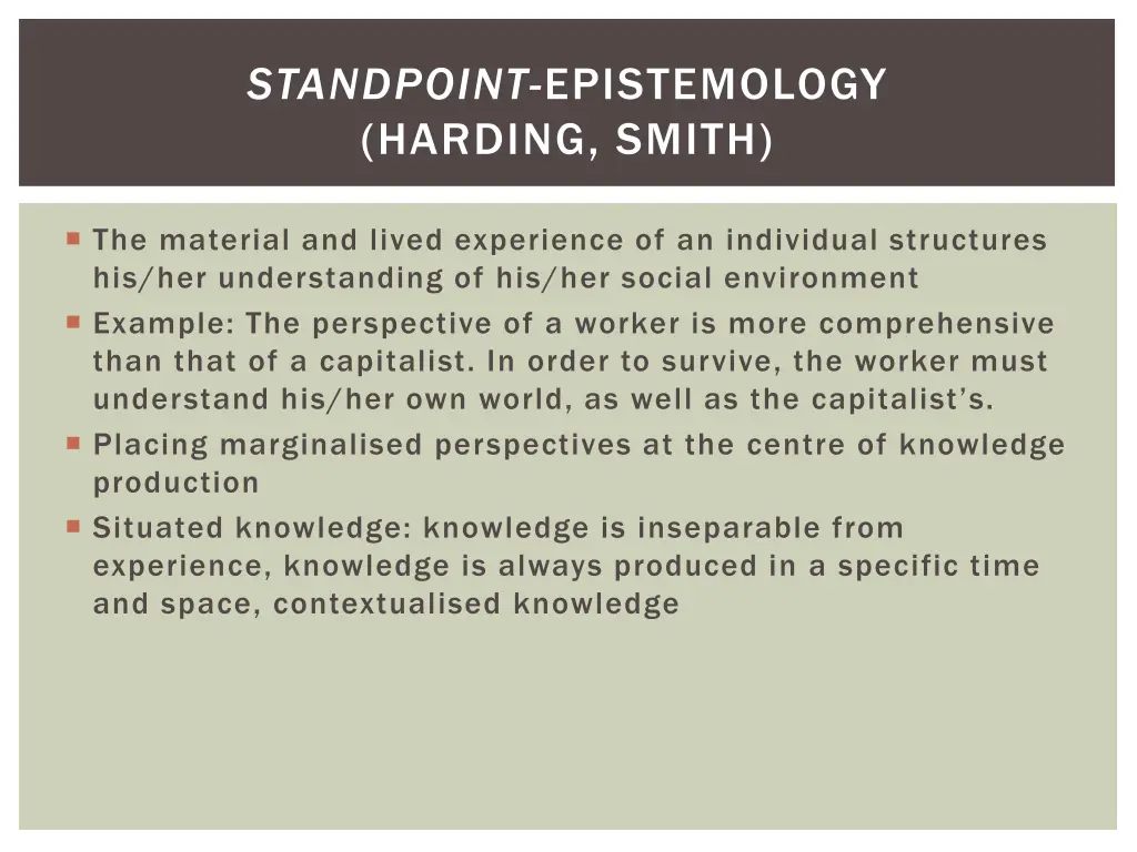 standpoint epistemology harding smith