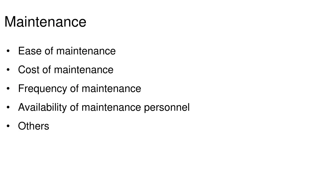 maintenance