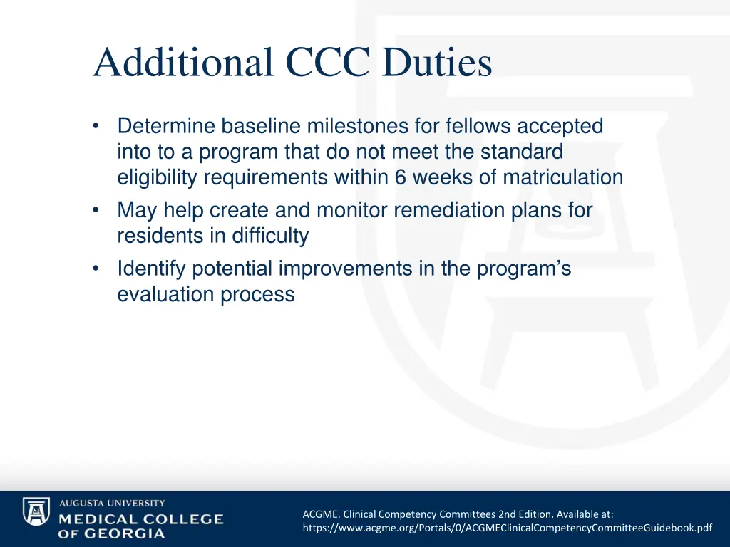 additional ccc duties