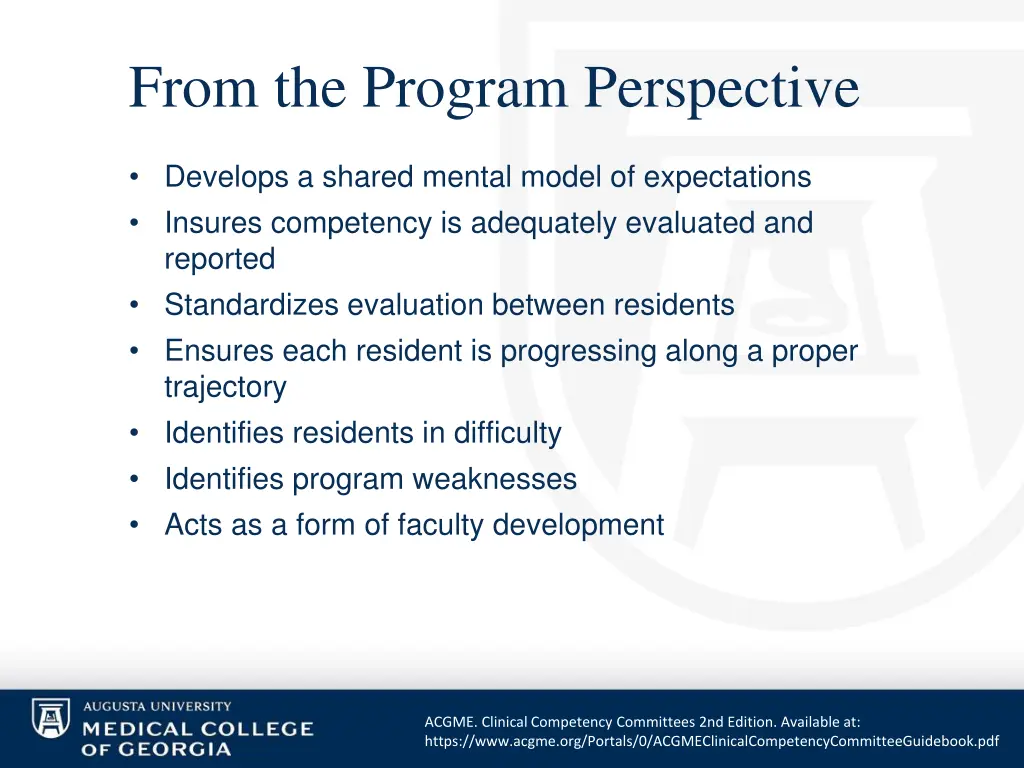 from the program perspective
